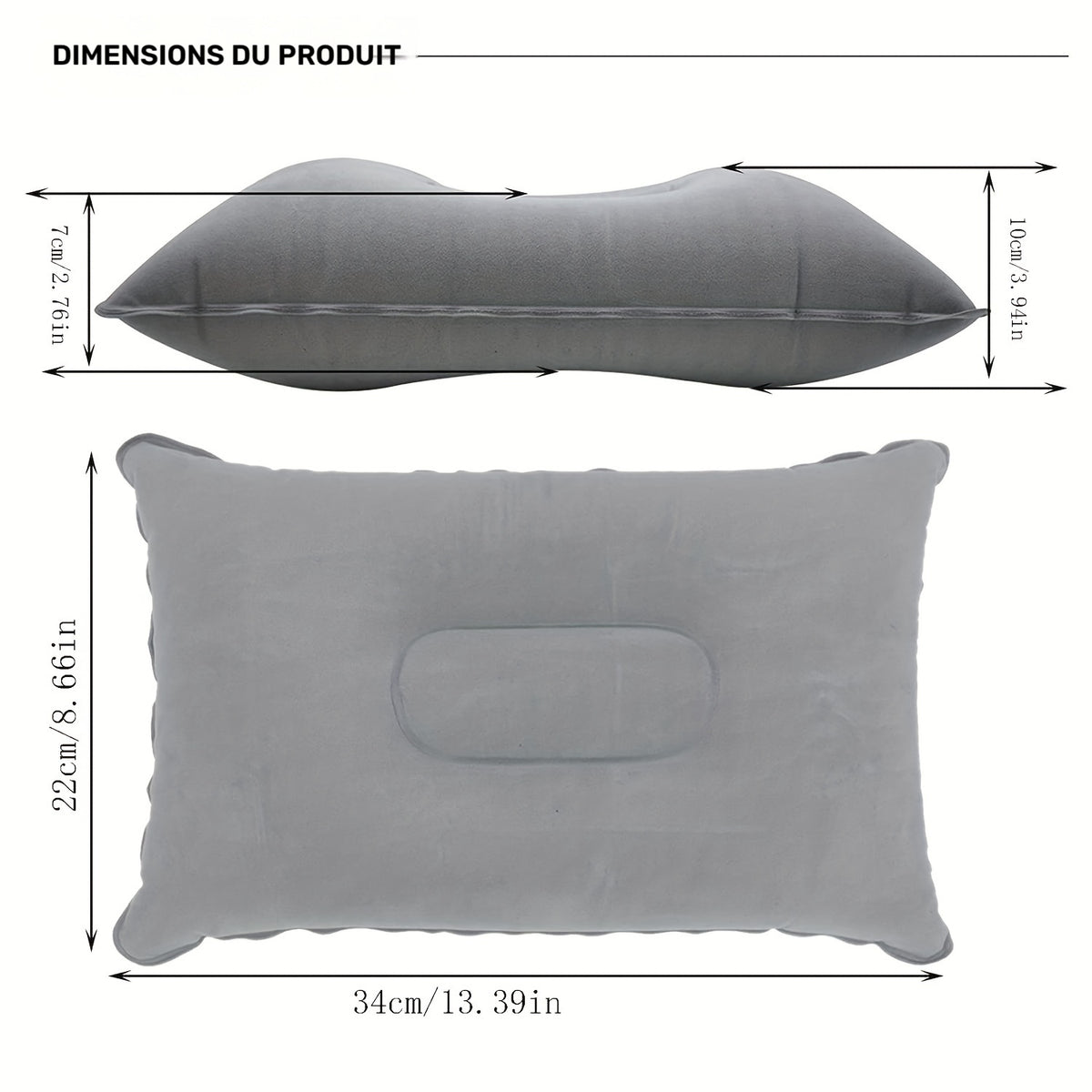 Oreiller gonflable, 4 coloris, mise en situation