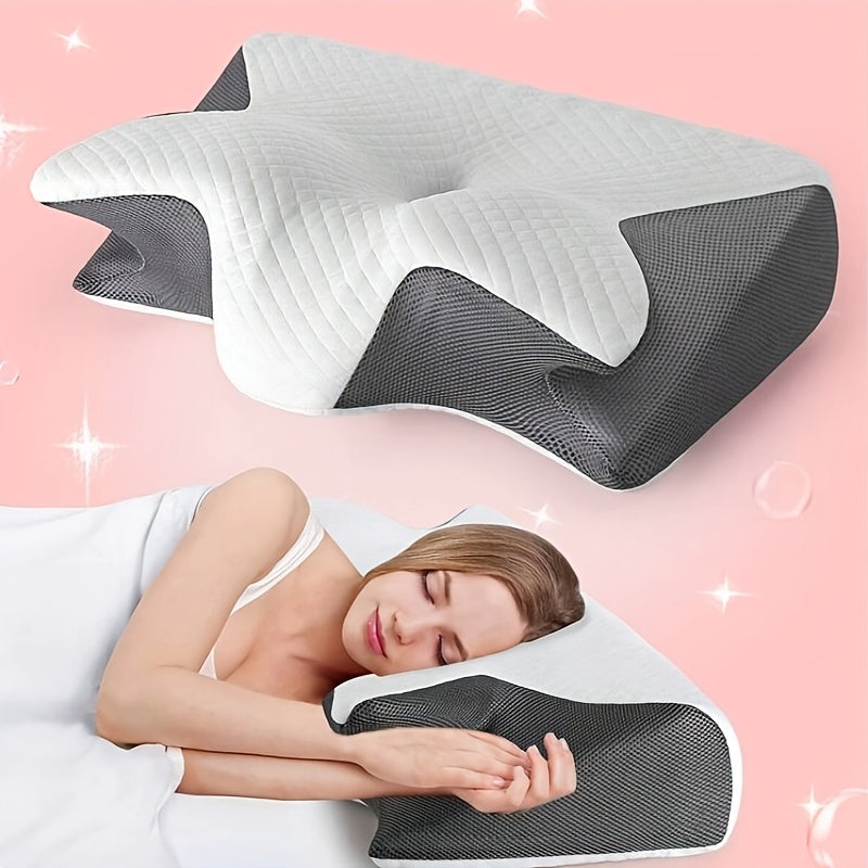 Oreiller cervical papillon en mousse moulée, housse lavable