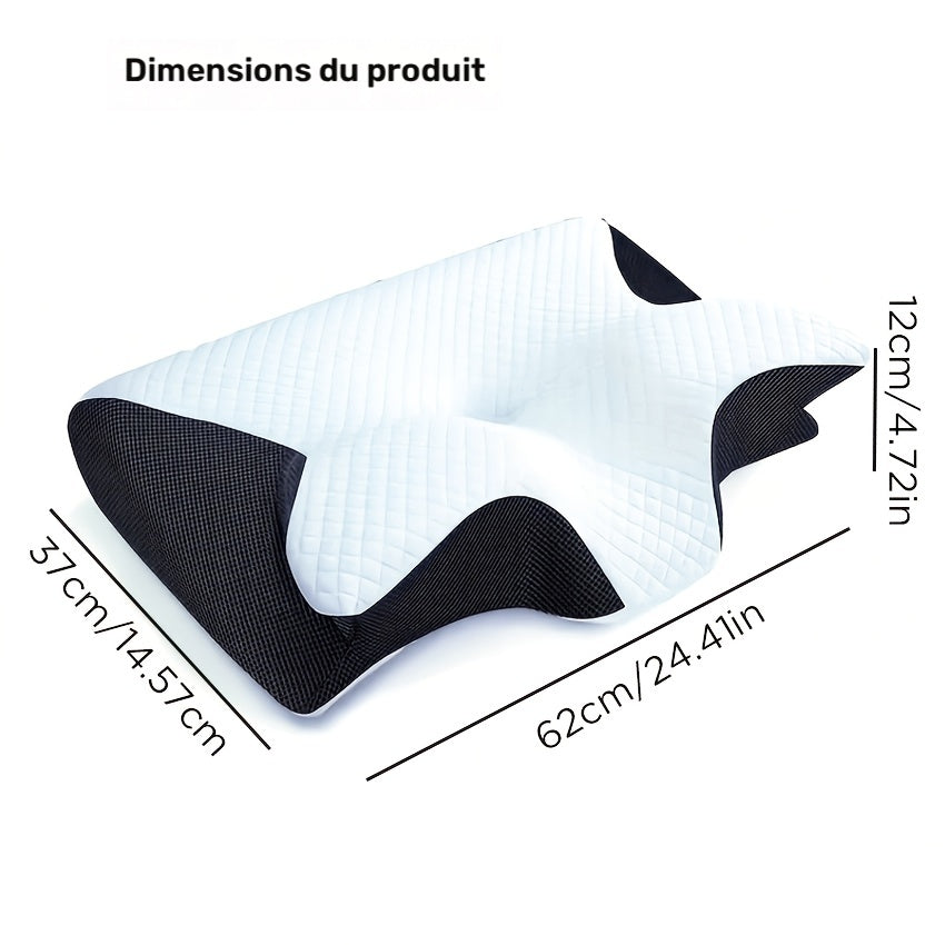 Oreiller cervical papillon en mousse moulée, housse lavable