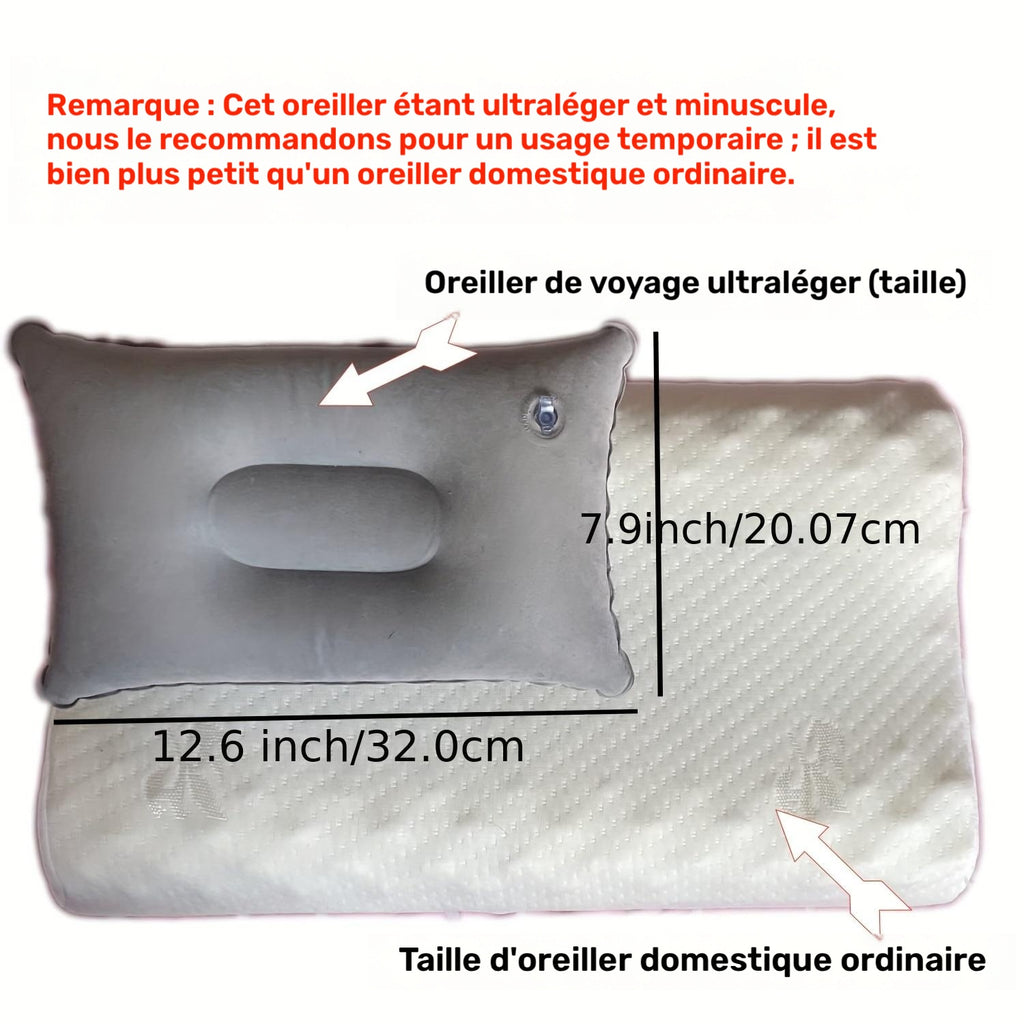 Oreiller gonflable, 4 coloris, présentation du produit