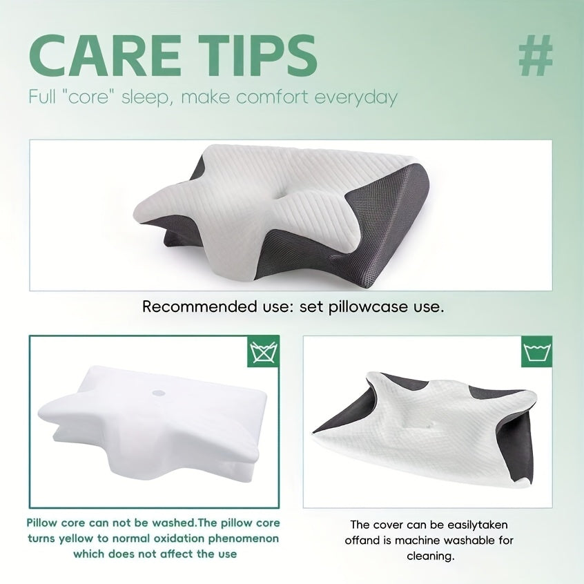 Oreiller cervical papillon en mousse moulée, housse lavable