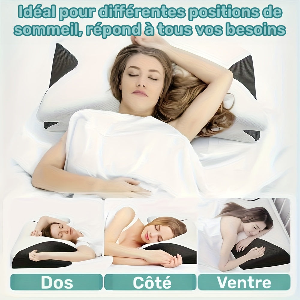 Oreiller cervical papillon en mousse moulée, housse lavable